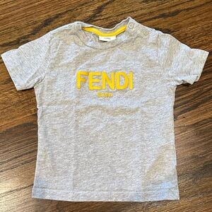 Fendi Gray and Yellow Kids T-Shirt